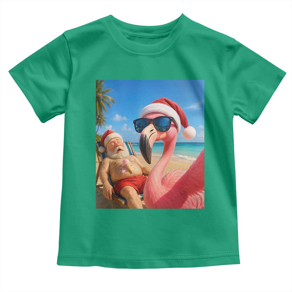 Funny Flamingo Beach Selfie Toddler T Shirt Christmas in July