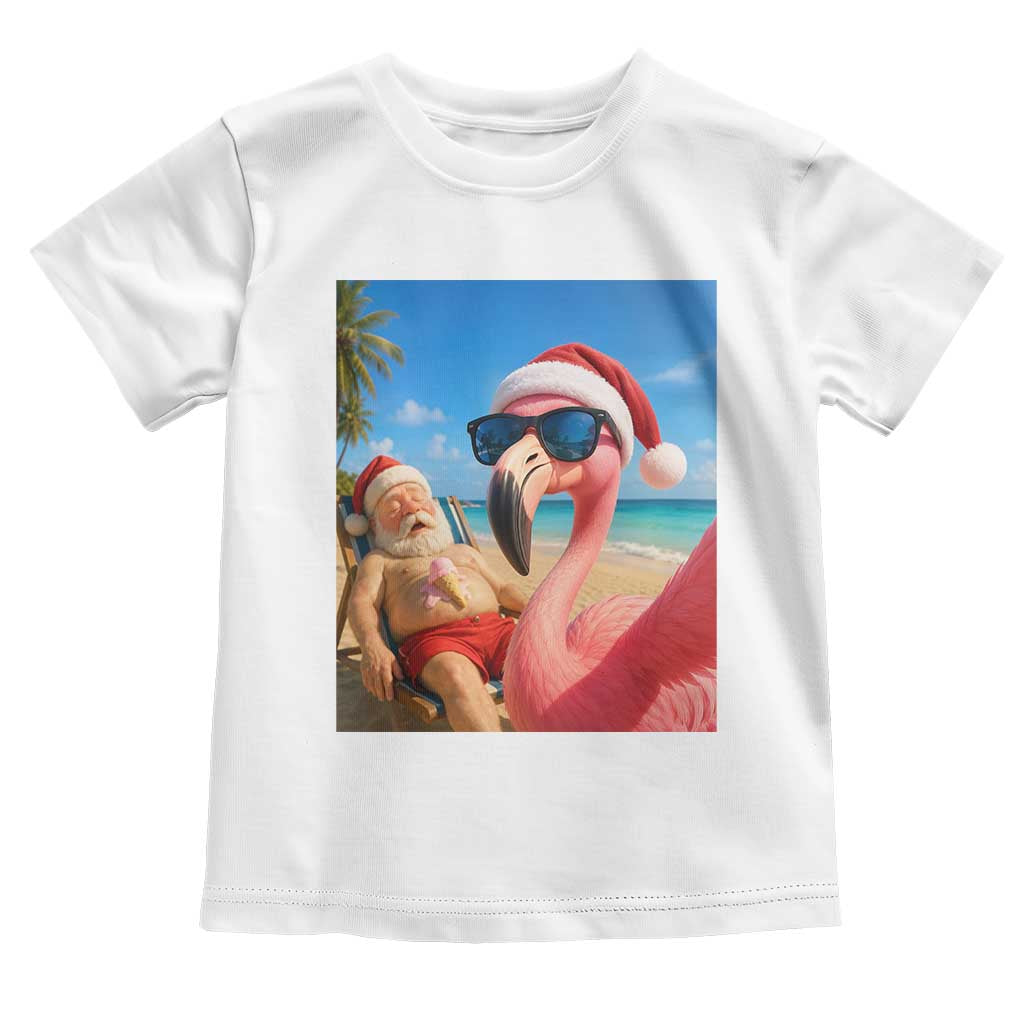 Funny Flamingo Beach Selfie Toddler T Shirt Christmas in July