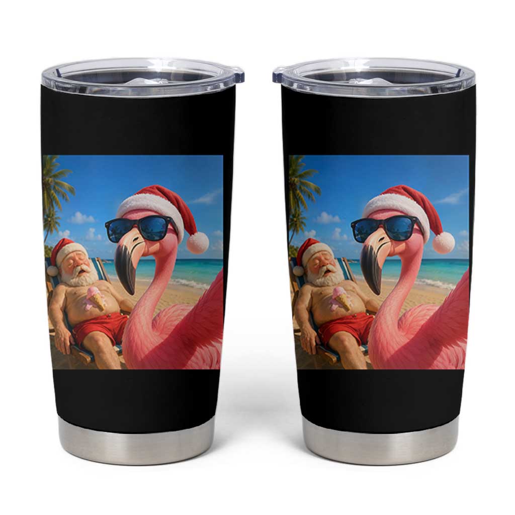 Funny Flamingo Beach Selfie Tumbler Cup Christmas in July