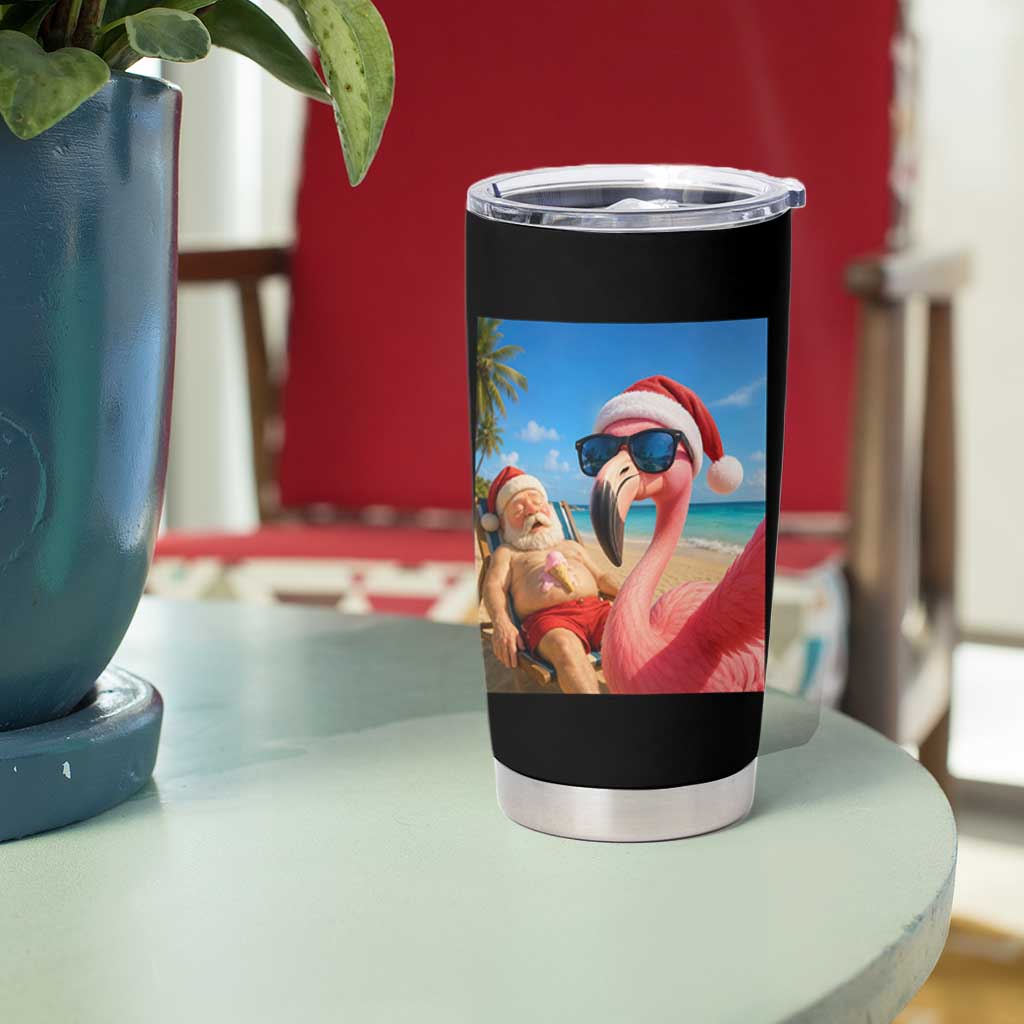 Funny Flamingo Beach Selfie Tumbler Cup Christmas in July