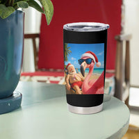 Funny Flamingo Beach Selfie Tumbler Cup Christmas in July
