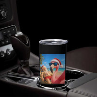 Funny Flamingo Beach Selfie Tumbler Cup Christmas in July