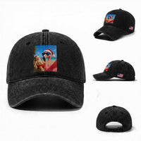 Funny Flamingo Beach Selfie Washed Cotton Baseball Cap Christmas in July