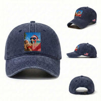 Funny Flamingo Beach Selfie Washed Cotton Baseball Cap Christmas in July