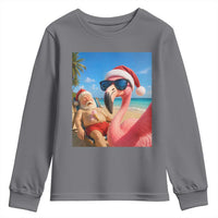 Funny Flamingo Beach Selfie Youth Sweatshirt Christmas in July