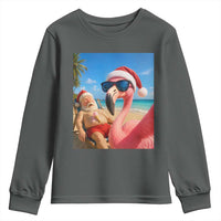 Funny Flamingo Beach Selfie Youth Sweatshirt Christmas in July