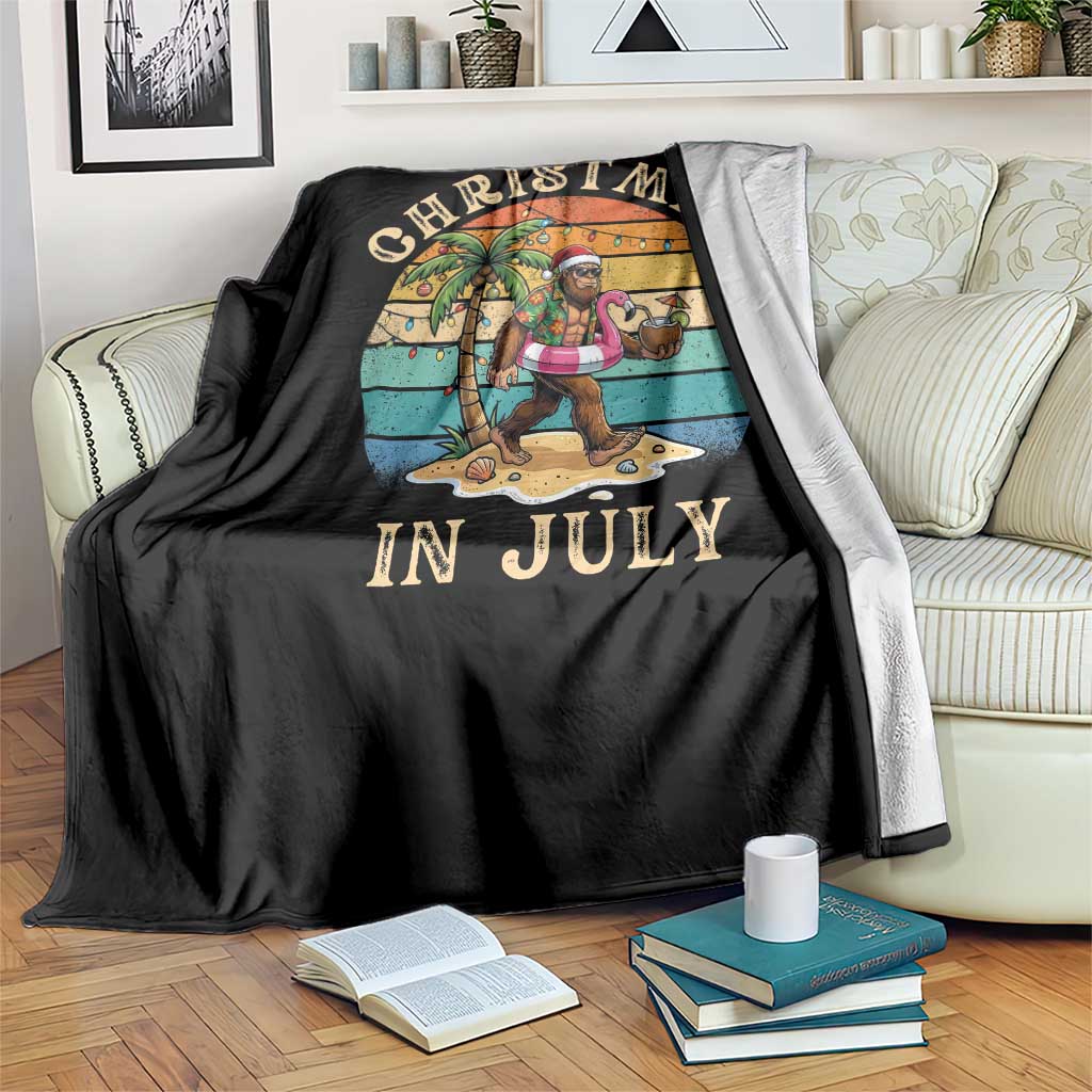 Funny Bigfoot Christmas In July Beach Vacation Throw Blanket
