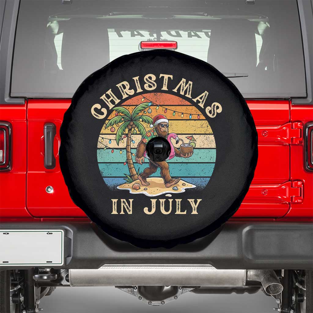 Funny Bigfoot Christmas In July Beach Vacation Spare Tire Cover