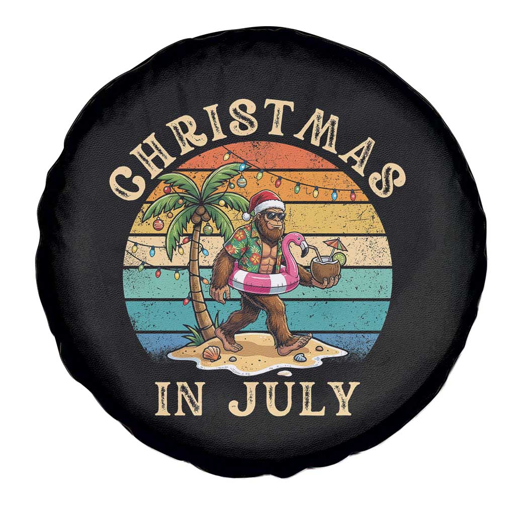 Funny Bigfoot Christmas In July Beach Vacation Spare Tire Cover