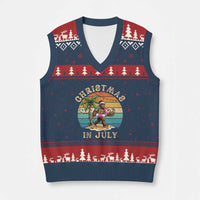 Funny Bigfoot Christmas In July Beach Vacation V-Neck Knit Sweater Vest