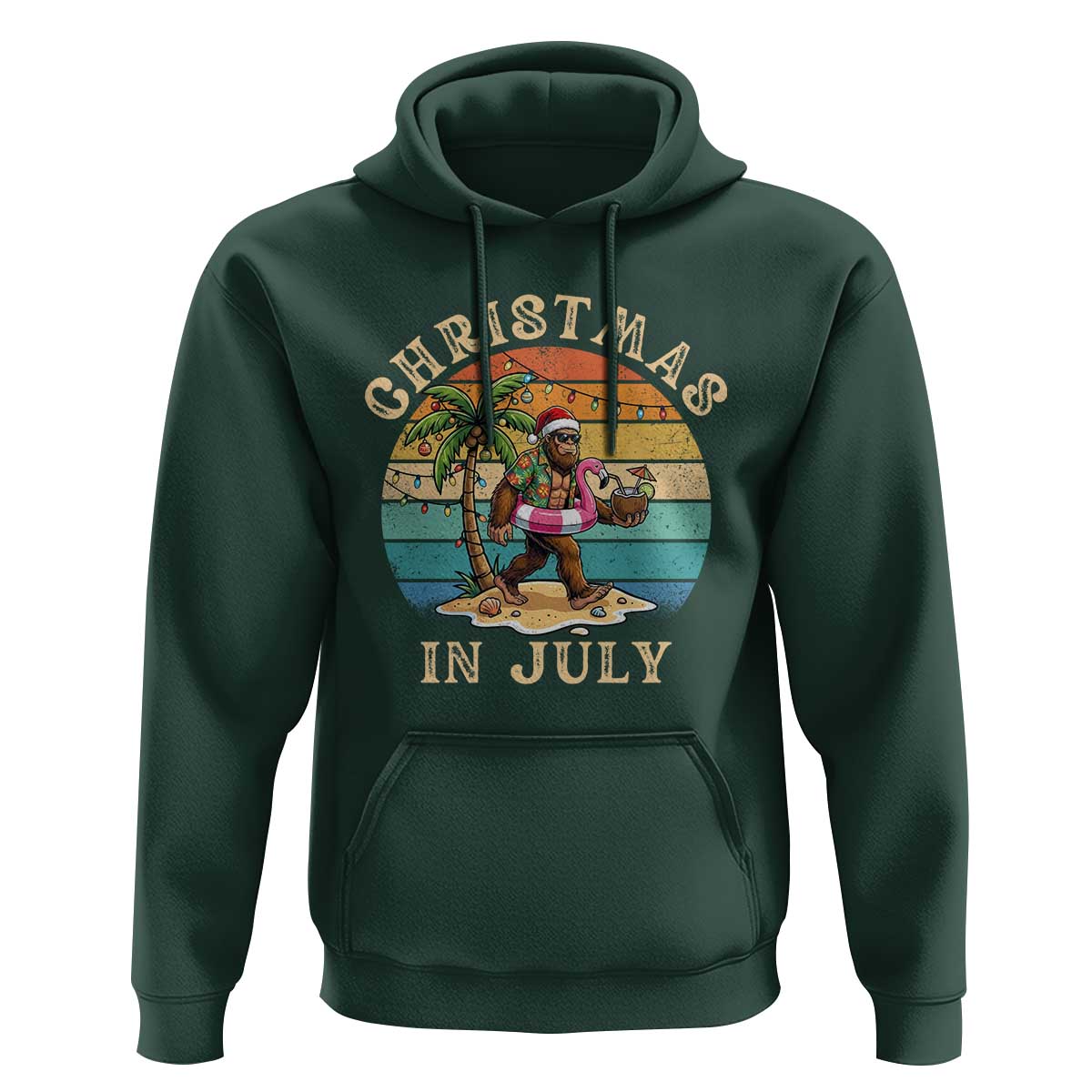 Funny Bigfoot Christmas In July Beach Vacation Hoodie