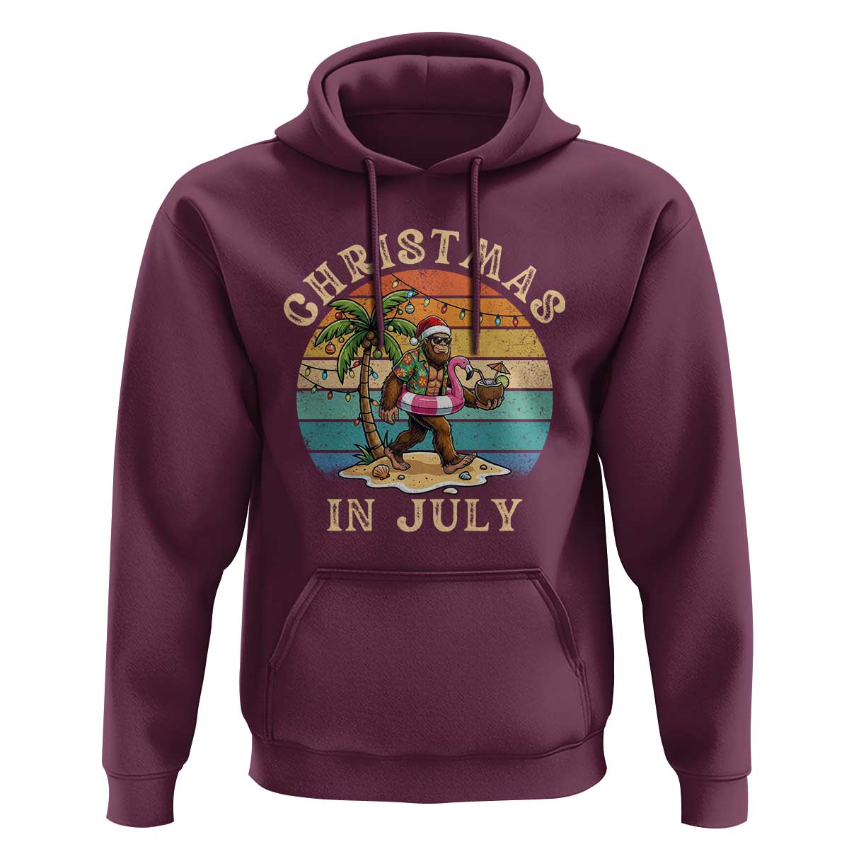 Funny Bigfoot Christmas In July Beach Vacation Hoodie