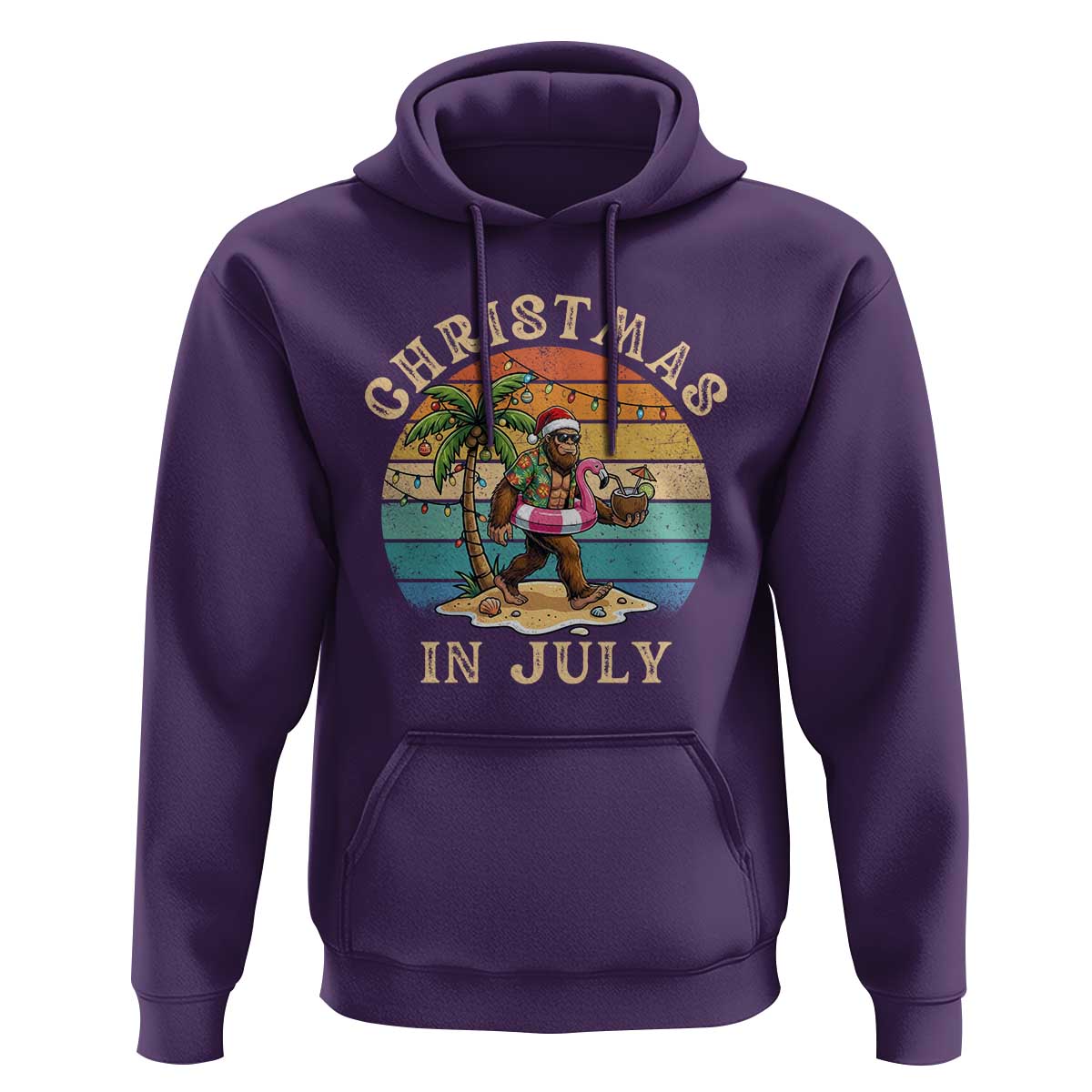 Funny Bigfoot Christmas In July Beach Vacation Hoodie