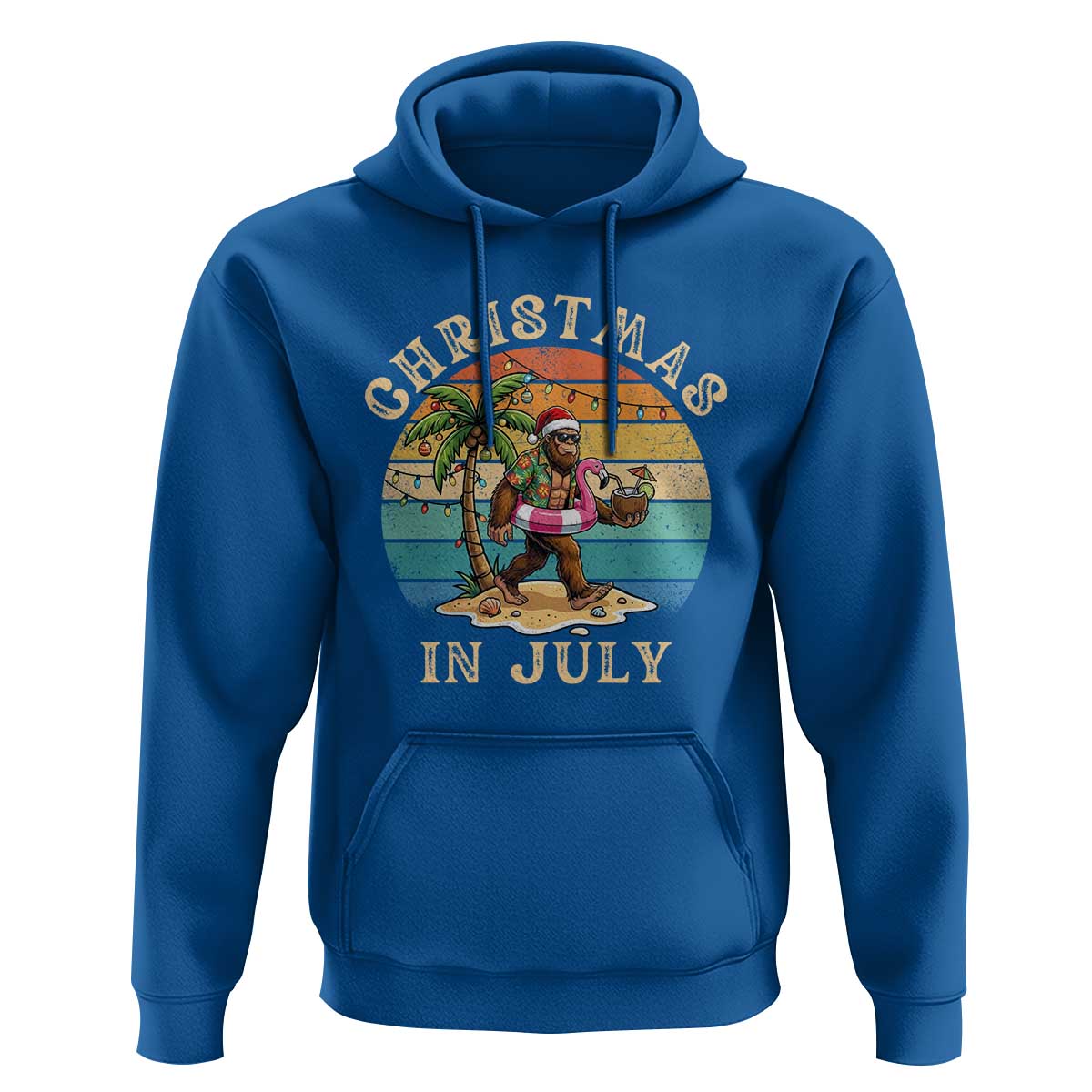 Funny Bigfoot Christmas In July Beach Vacation Hoodie