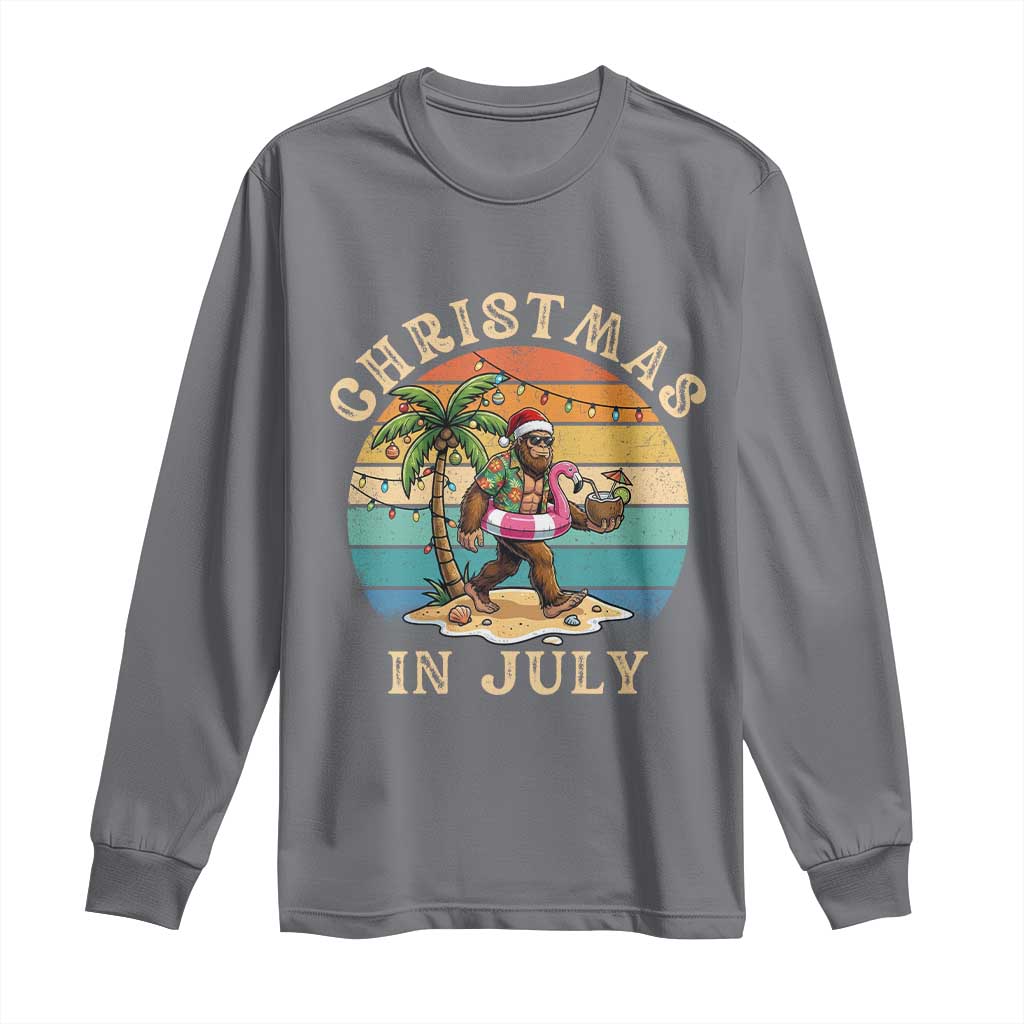 Funny Bigfoot Christmas In July Beach Vacation Long Sleeve Shirt