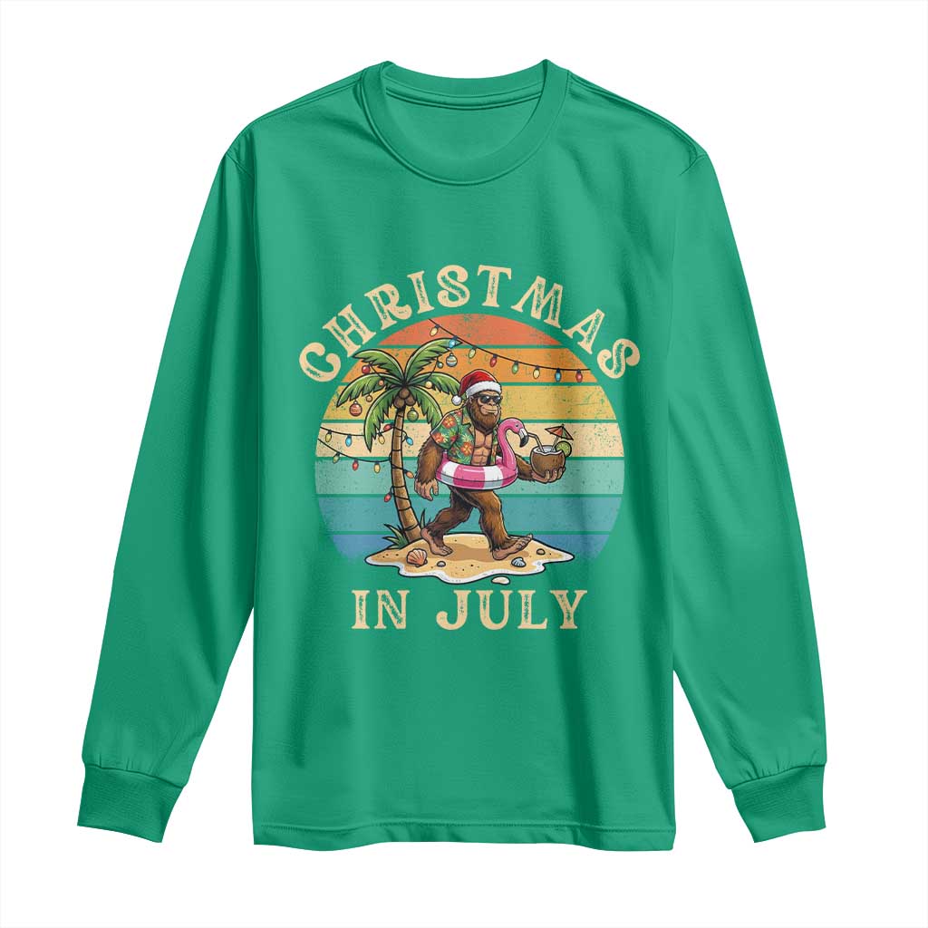 Funny Bigfoot Christmas In July Beach Vacation Long Sleeve Shirt