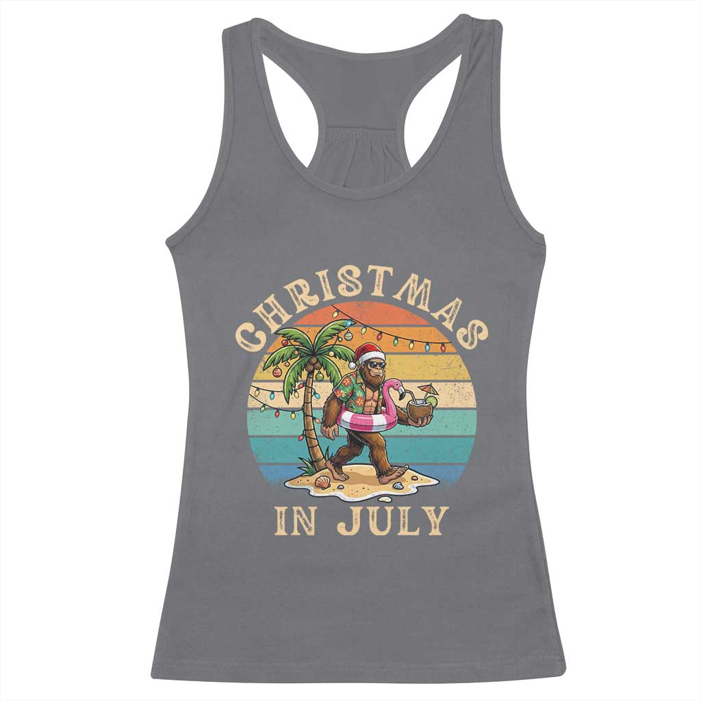 Funny Bigfoot Christmas In July Beach Vacation Racerback Tank Top