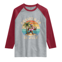 Funny Bigfoot Christmas In July Beach Vacation Raglan Shirt