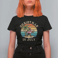 Funny Bigfoot Christmas In July Beach Vacation T Shirt For Women