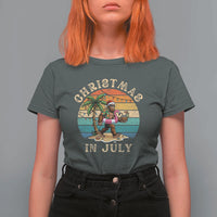 Funny Bigfoot Christmas In July Beach Vacation T Shirt For Women