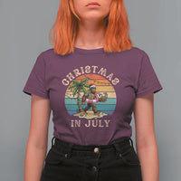 Funny Bigfoot Christmas In July Beach Vacation T Shirt For Women