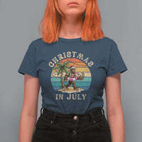 Funny Bigfoot Christmas In July Beach Vacation T Shirt For Women
