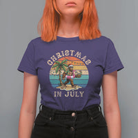 Funny Bigfoot Christmas In July Beach Vacation T Shirt For Women