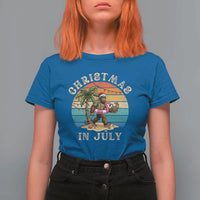 Funny Bigfoot Christmas In July Beach Vacation T Shirt For Women