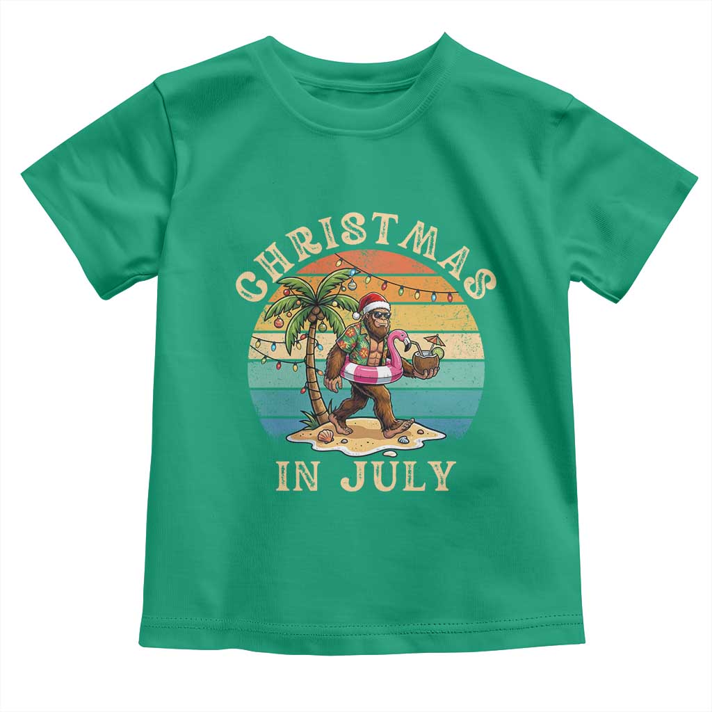 Funny Bigfoot Christmas In July Beach Vacation Toddler T Shirt