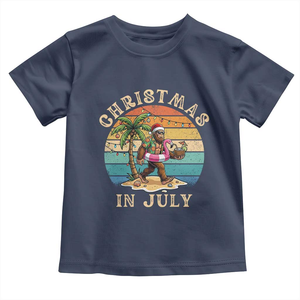 Funny Bigfoot Christmas In July Beach Vacation Toddler T Shirt