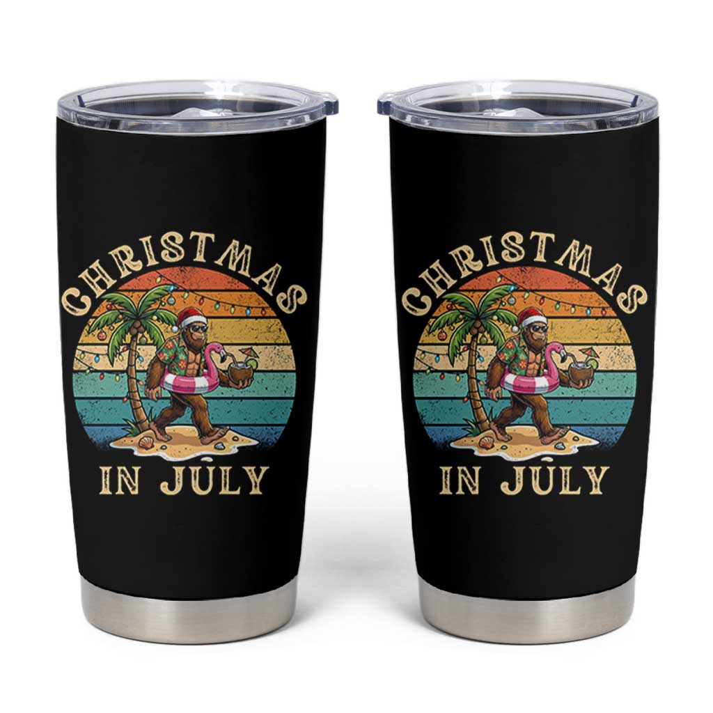 Funny Bigfoot Christmas In July Beach Vacation Tumbler Cup