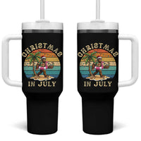 Funny Bigfoot Christmas In July Beach Vacation Tumbler With Handle