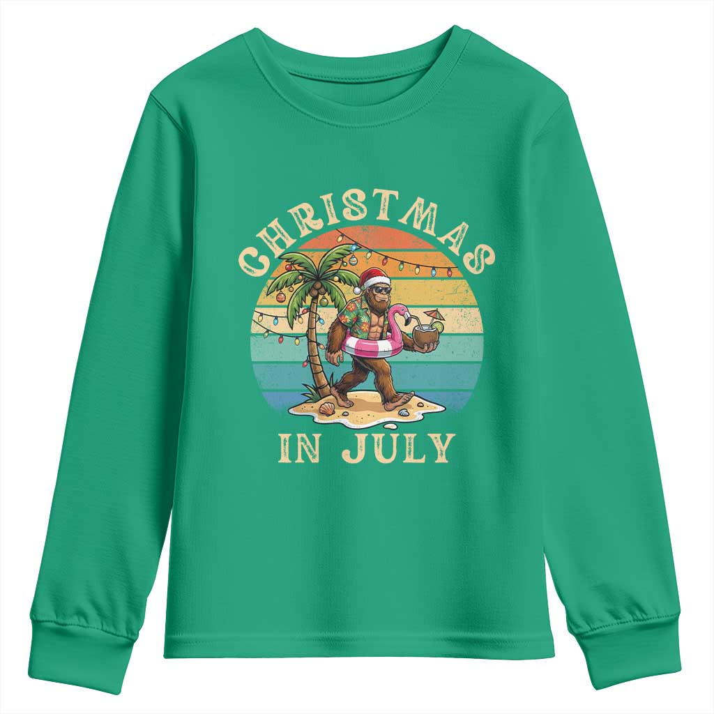 Funny Bigfoot Christmas In July Beach Vacation Youth Sweatshirt