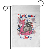 Funny Raccoon Christmas In July 4th of July Garden Flag