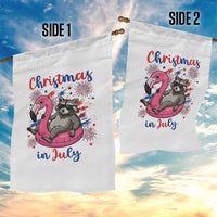 Funny Raccoon Christmas In July 4th of July Garden Flag