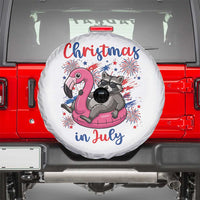 Funny Raccoon Christmas In July 4th of July Spare Tire Cover