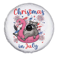 Funny Raccoon Christmas In July 4th of July Spare Tire Cover
