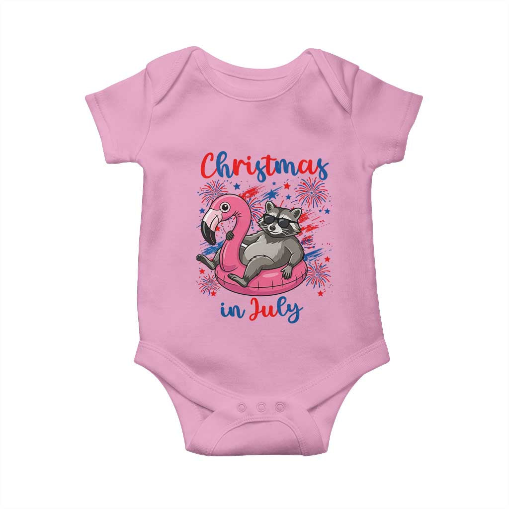Funny Raccoon Christmas In July 4th of July Baby Onesie