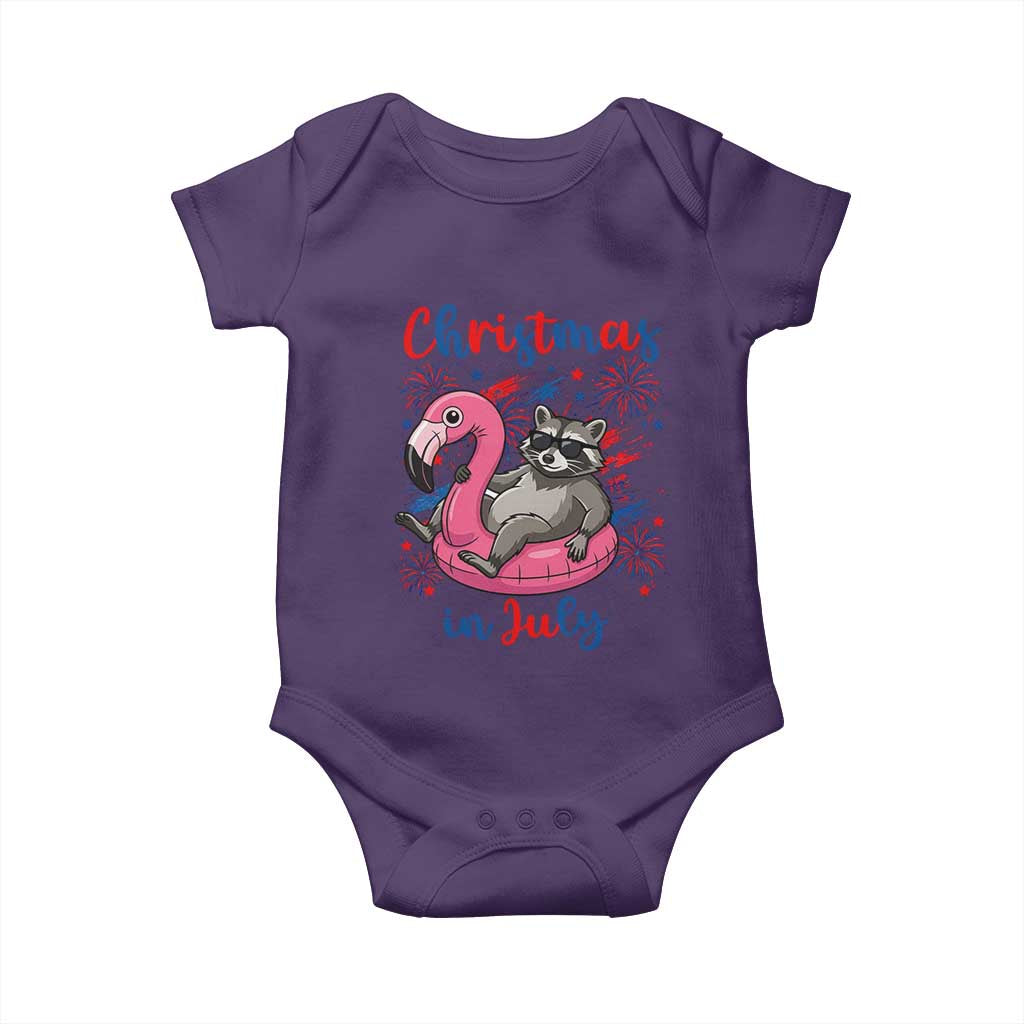 Funny Raccoon Christmas In July 4th of July Baby Onesie