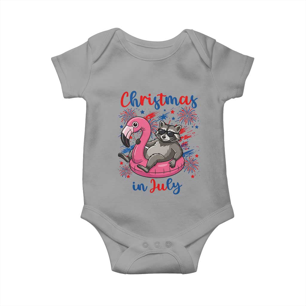 Funny Raccoon Christmas In July 4th of July Baby Onesie