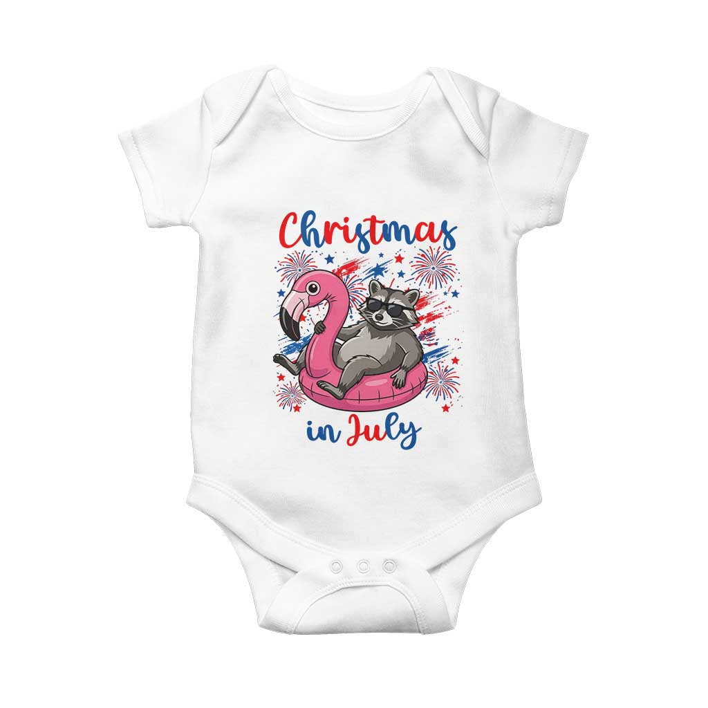 Funny Raccoon Christmas In July 4th of July Baby Onesie