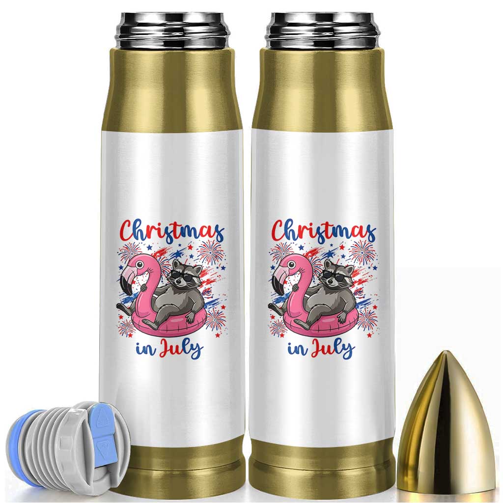 Funny Raccoon Christmas In July 4th of July Bullet Tumbler