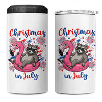 Funny Raccoon Christmas In July 4th of July 4 in 1 Can Cooler Tumbler