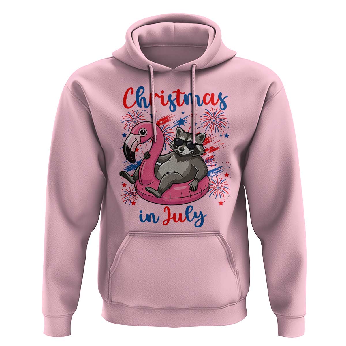 Funny Raccoon Christmas In July 4th of July Hoodie