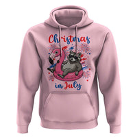 Funny Raccoon Christmas In July 4th of July Hoodie