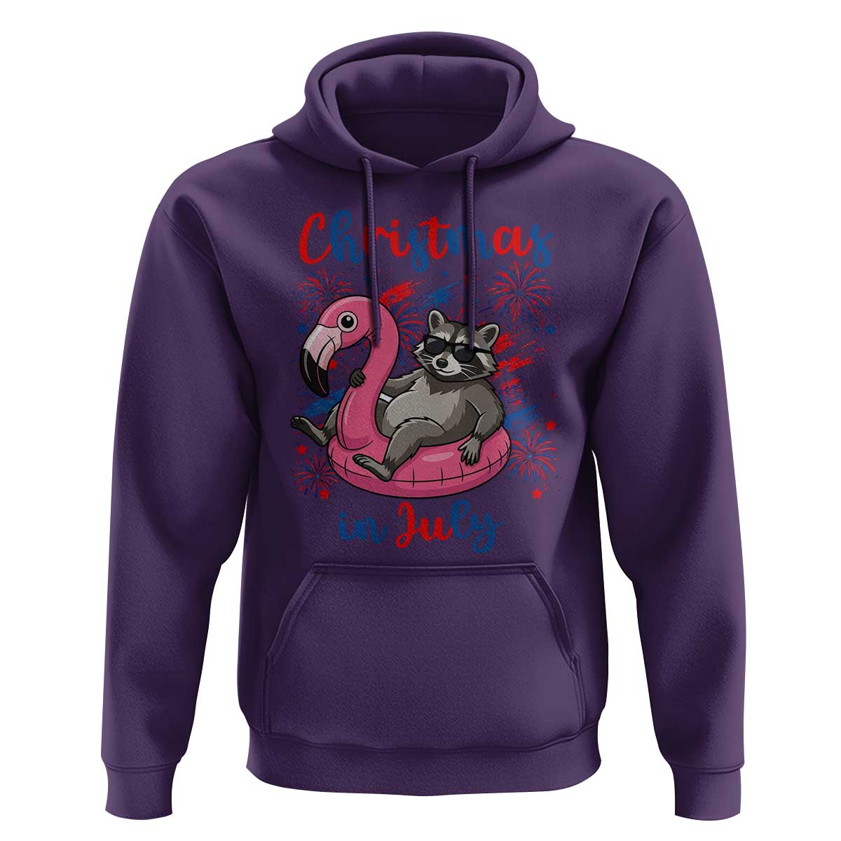 Funny Raccoon Christmas In July 4th of July Hoodie