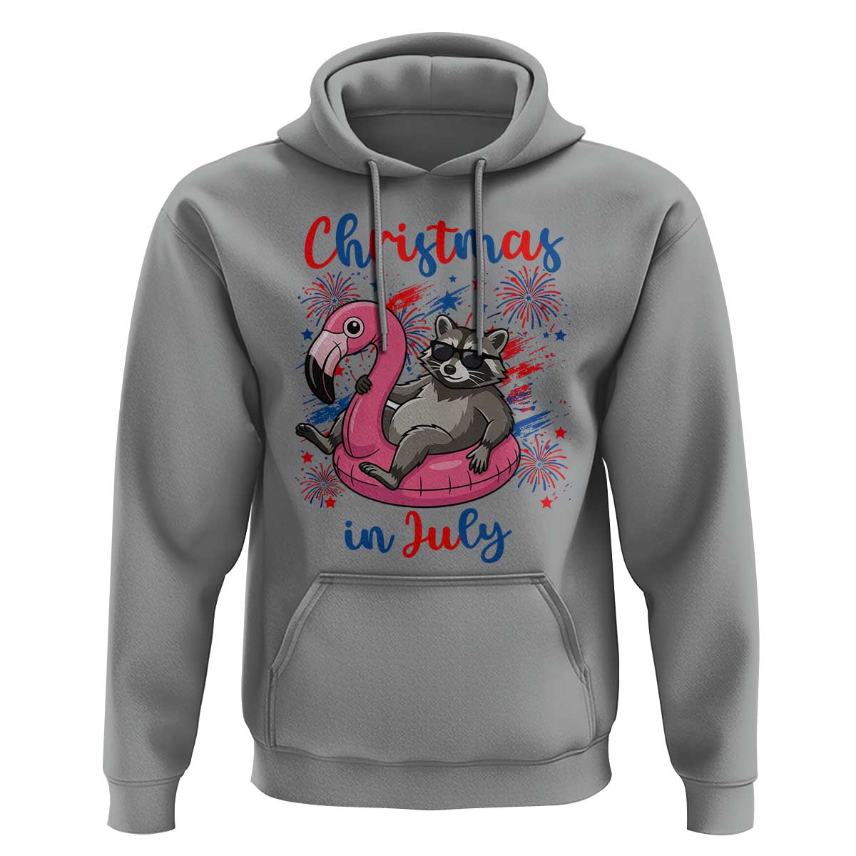 Funny Raccoon Christmas In July 4th of July Hoodie