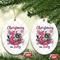 Funny Raccoon Christmas In July 4th of July Ceramic Ornament
