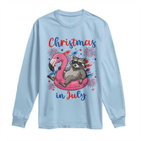 Funny Raccoon Christmas In July 4th of July Long Sleeve Shirt