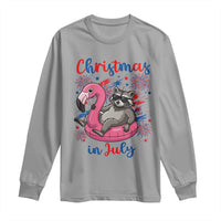 Funny Raccoon Christmas In July 4th of July Long Sleeve Shirt